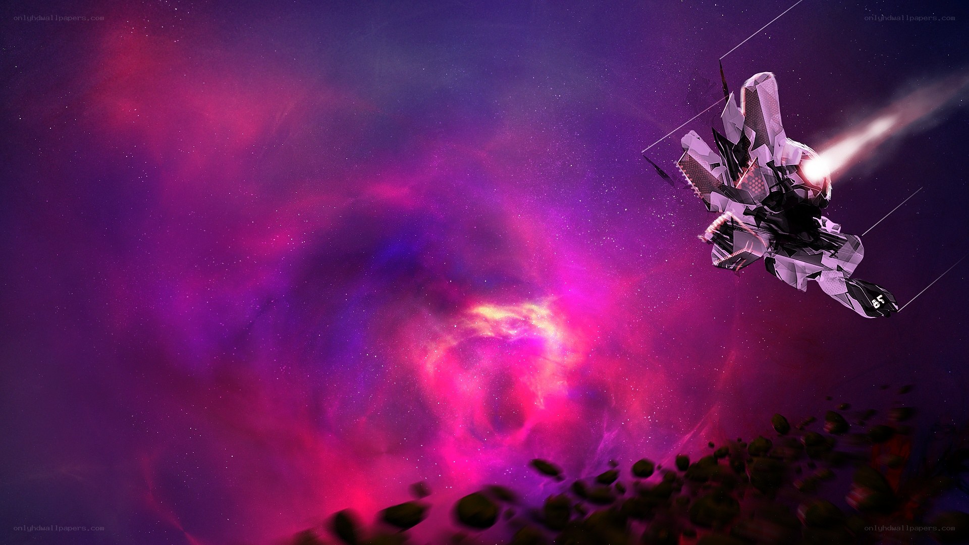 spaceship in nebula