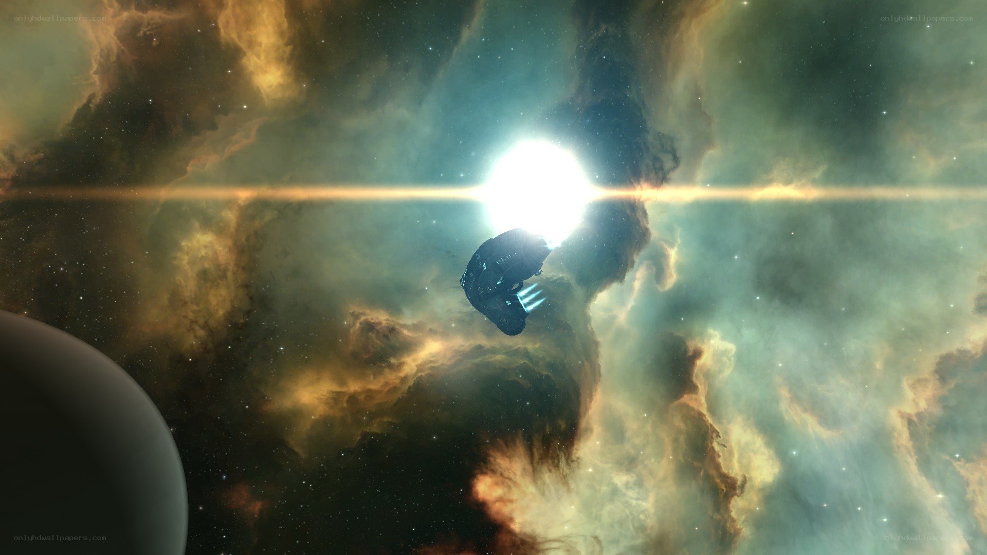 spaceship in nebula