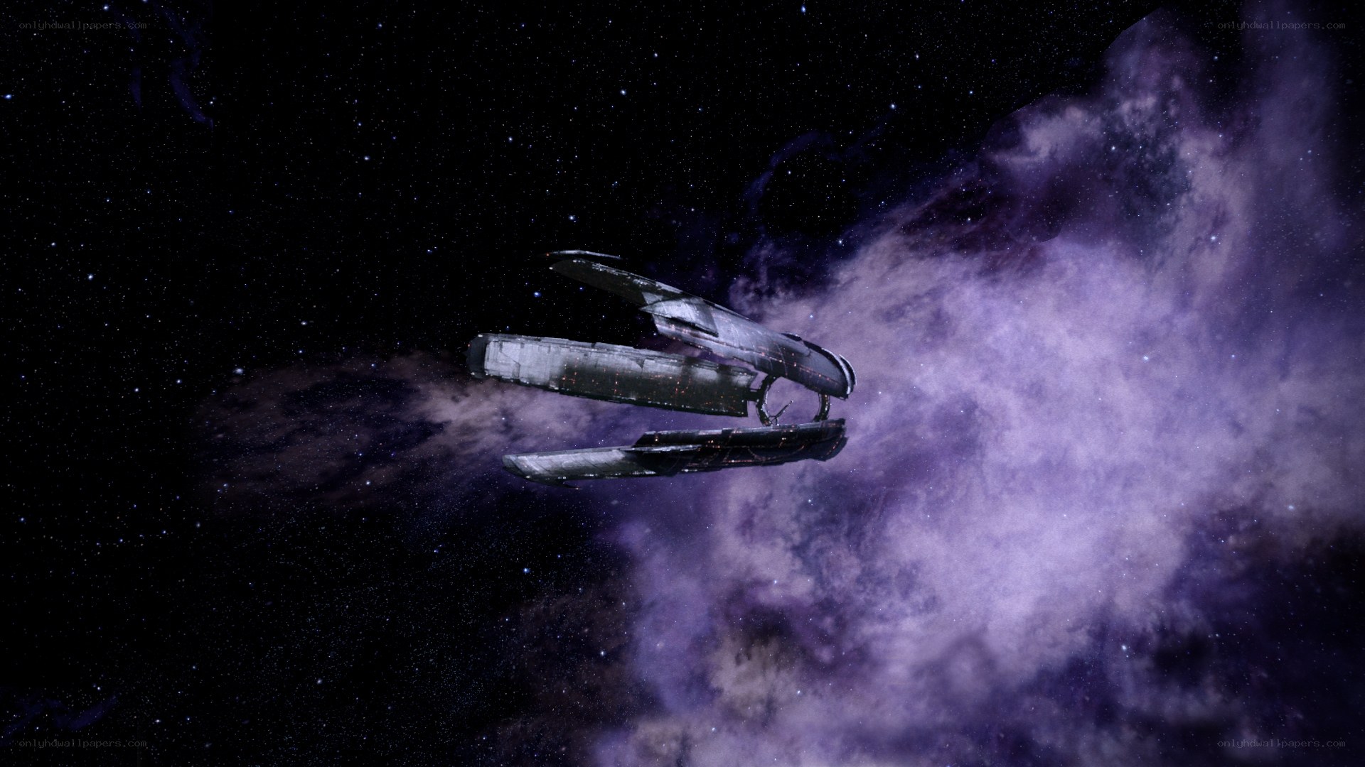spaceship in nebula