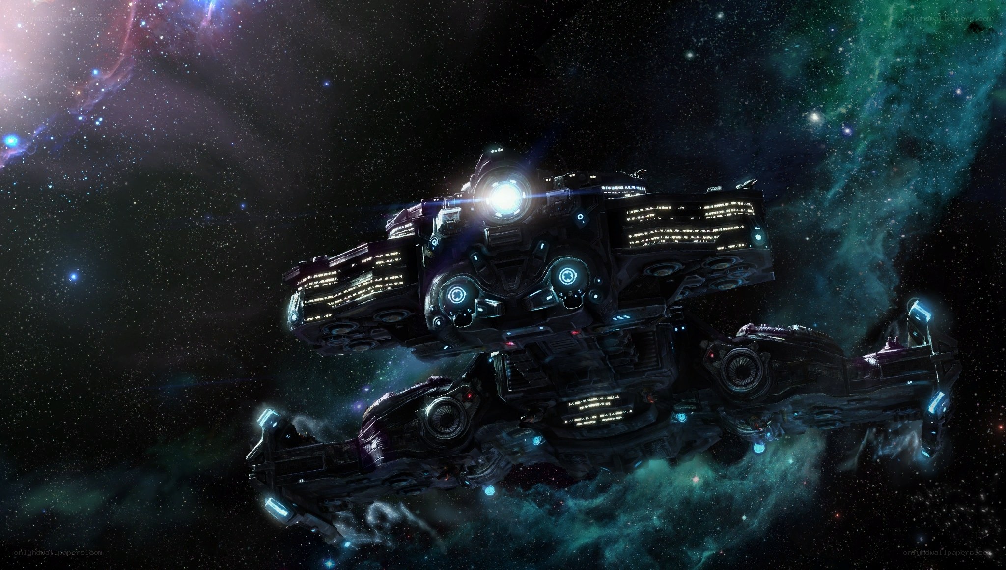 spaceship in nebula