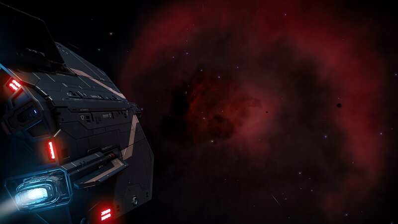 Spaceship in Nebula — Black, Dark, Dramatic
