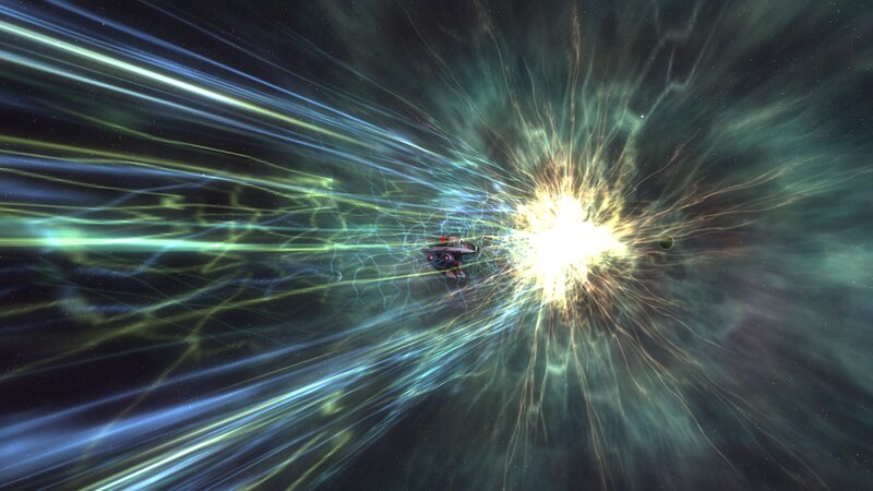 Spaceship in Nebula — Black, Dramatic, Night, Digital Art