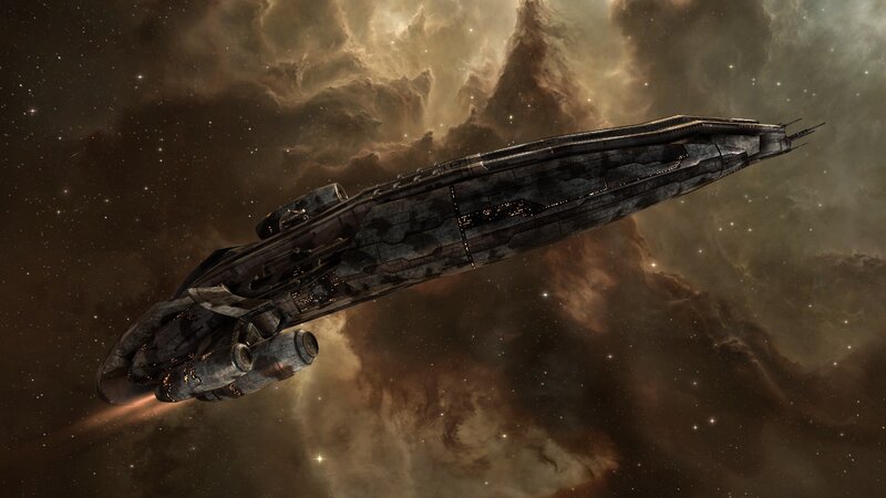 Spaceship in Nebula — Brown, Dramatic, 3d Render