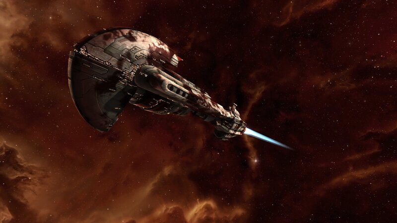 Spaceship in Nebula — Brown, Dramatic, Digital Art, Stars