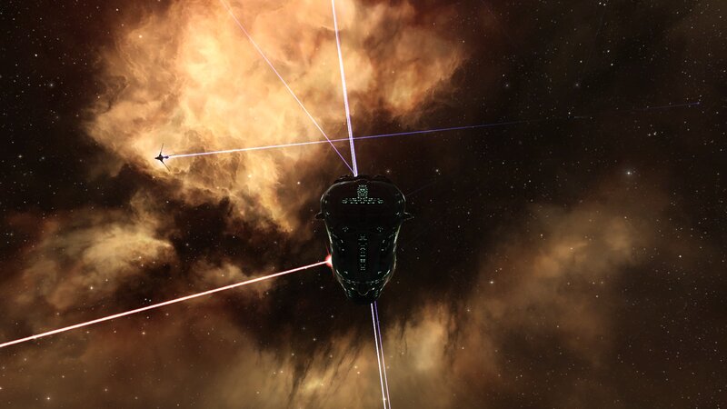 Spaceship in Nebula — Brown, Dramatic, Night, 3d Render