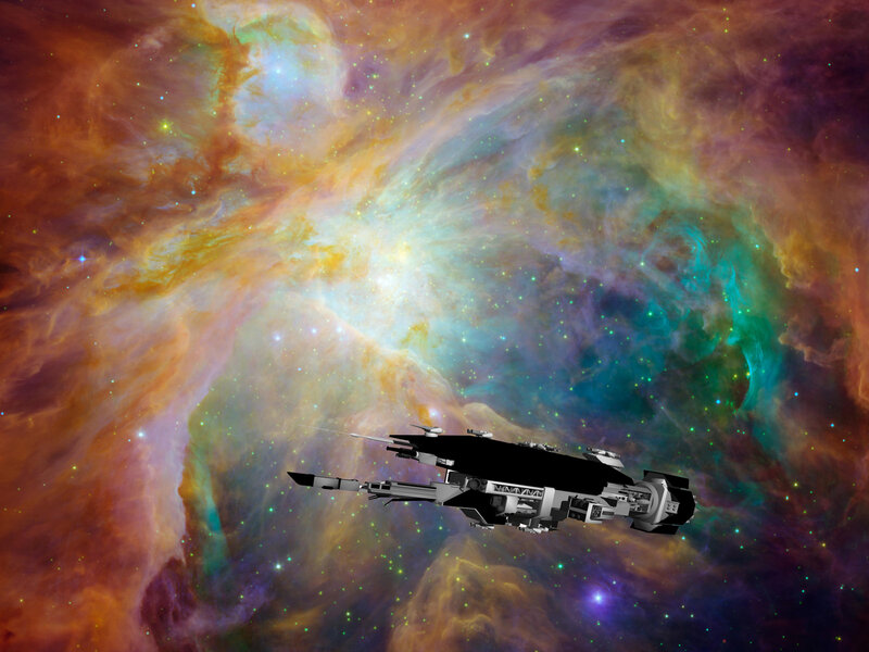 Spaceship in Nebula — Orange
