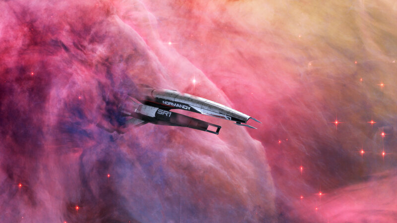 Spaceship in Nebula — Pink