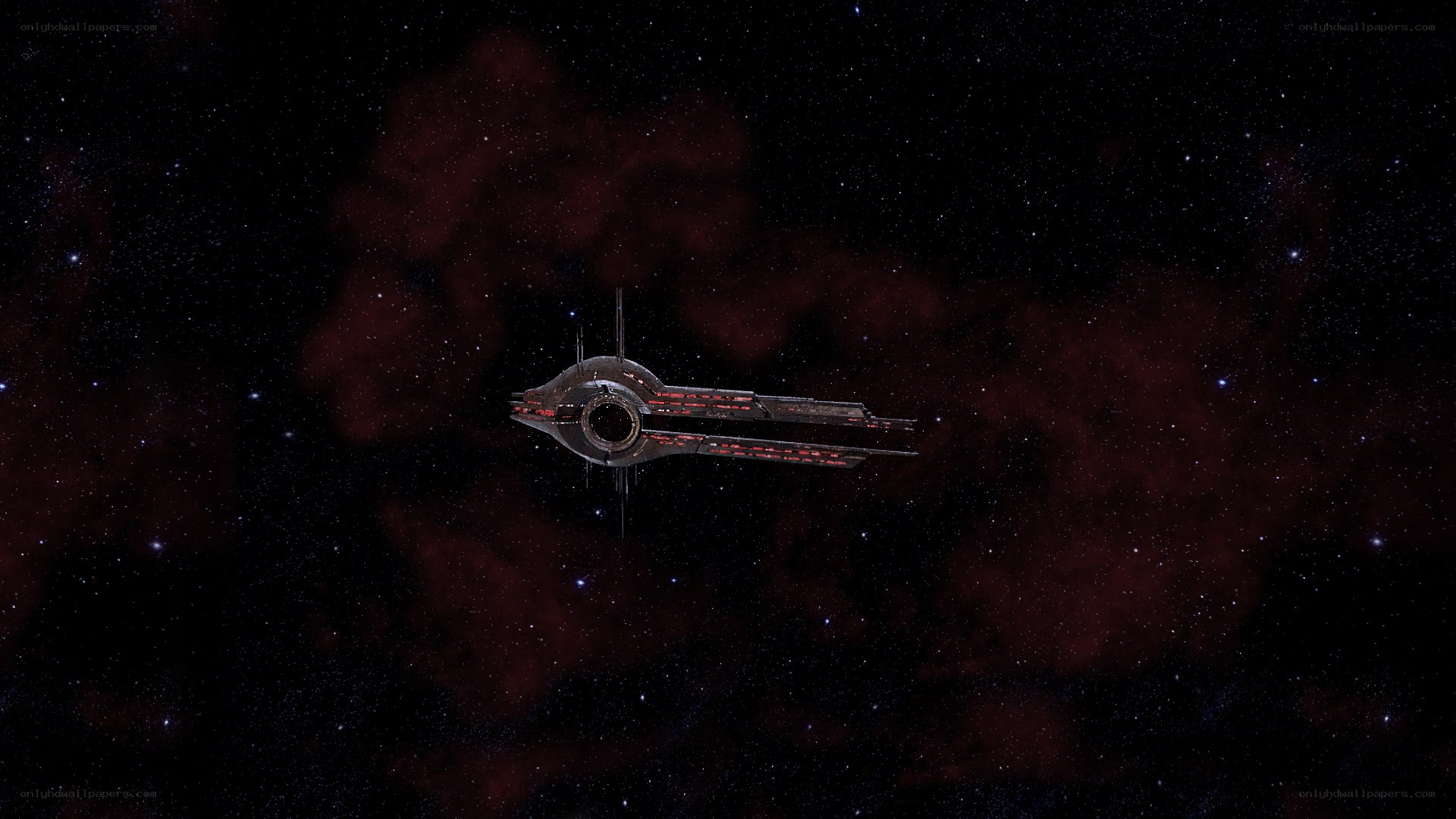 spaceship in nebula space