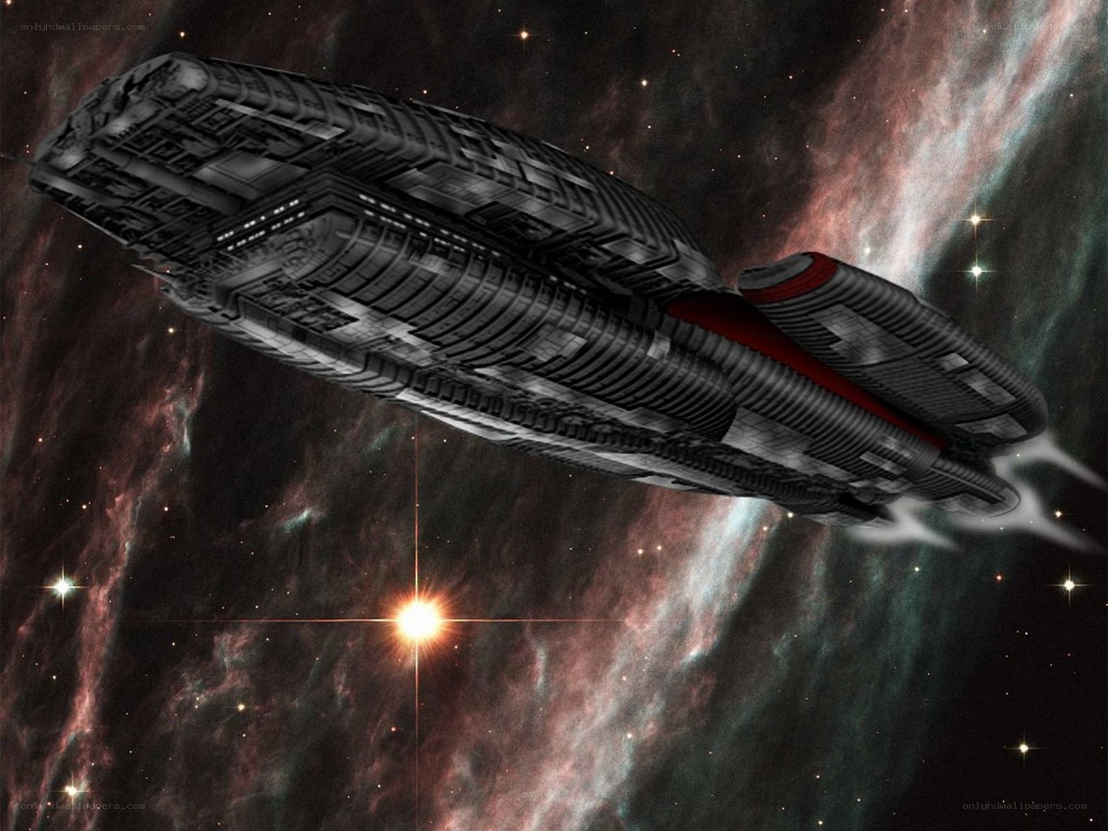 spaceship in nebula space