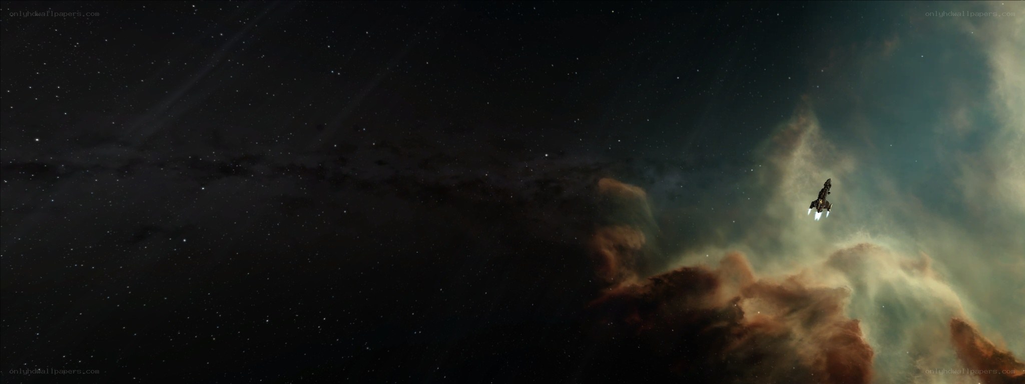 spaceship in nebula space