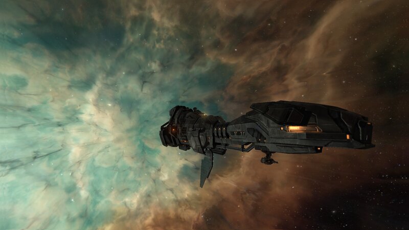 Spaceship in Nebula — Teal, Cosmic