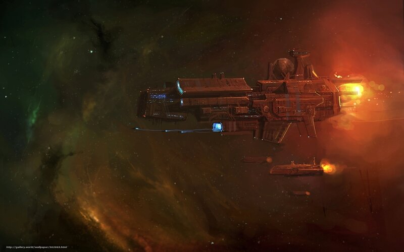 Spaceship in nebula