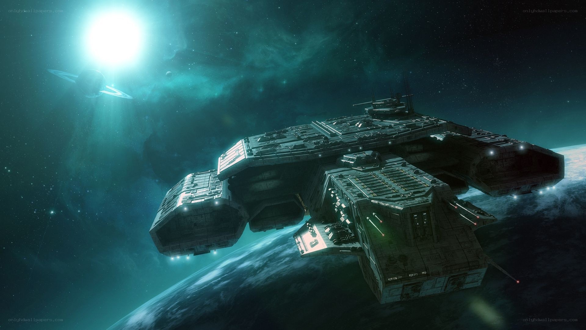 Spaceship in orbit around a planet
