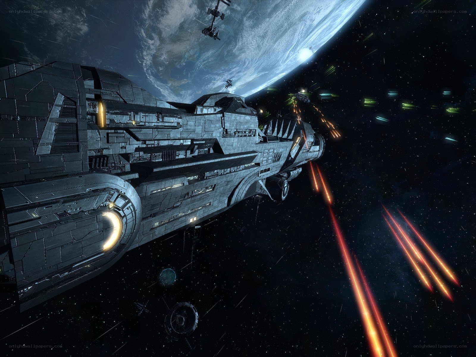 Spaceship in orbit around a planet