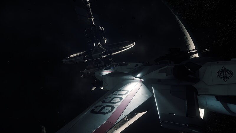 Spaceship in Orbit — Black, Dark, Dramatic