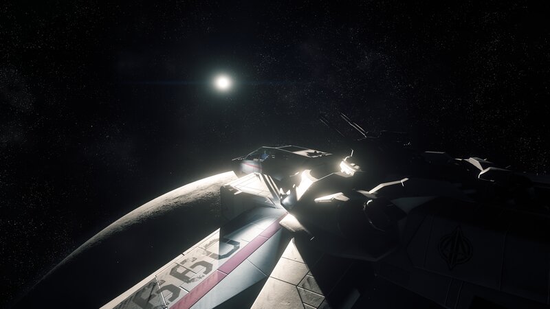 Spaceship in Orbit — Black, Dramatic, Night, 3d Render