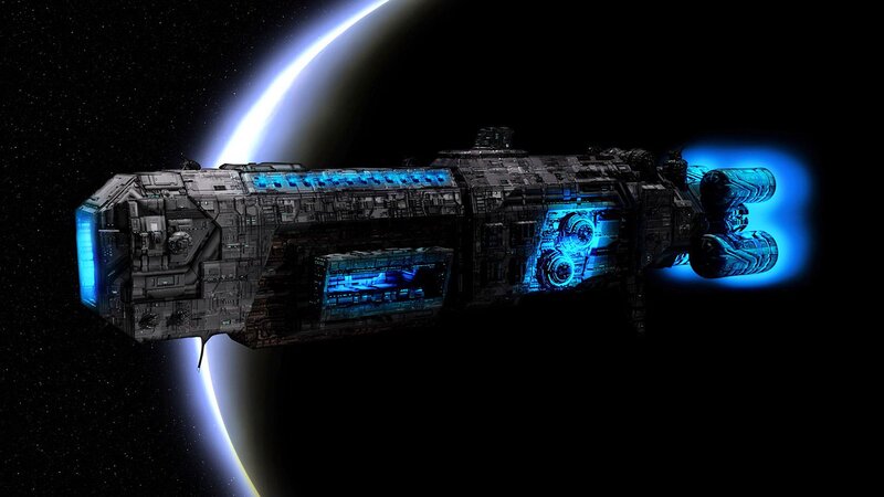Spaceship in Orbit — Black, Dramatic, Night