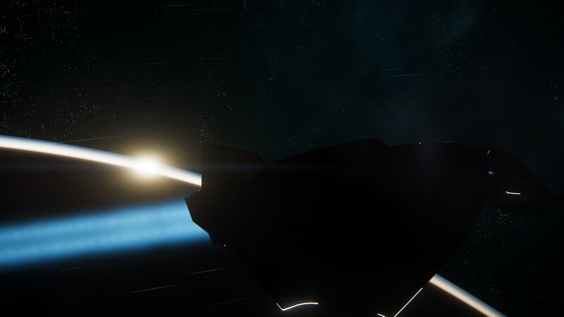 Spaceship in Orbit — Black, Dramatic, Sunrise