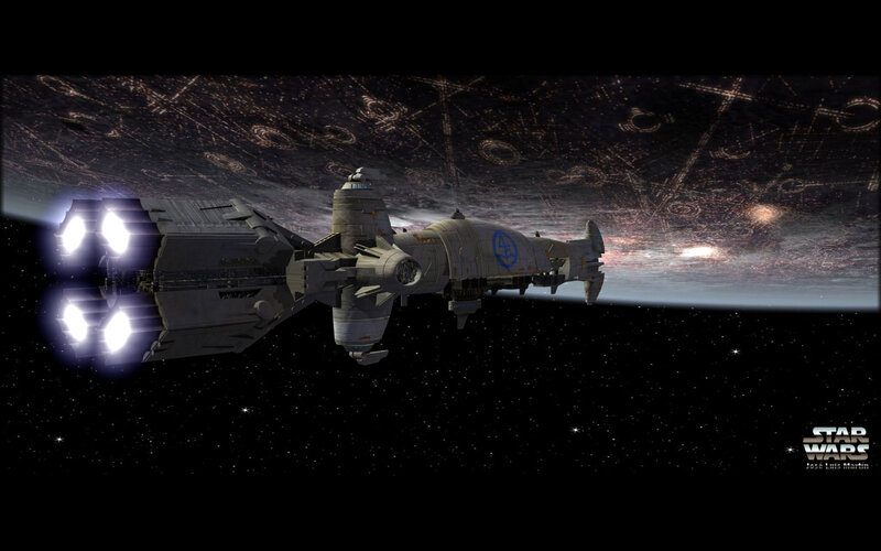 Spaceship in Orbit — Black, Dramatic