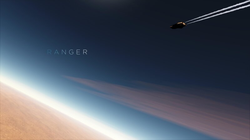 Spaceship in Orbit — Blue, Dramatic, 3d Render, Spacecraft