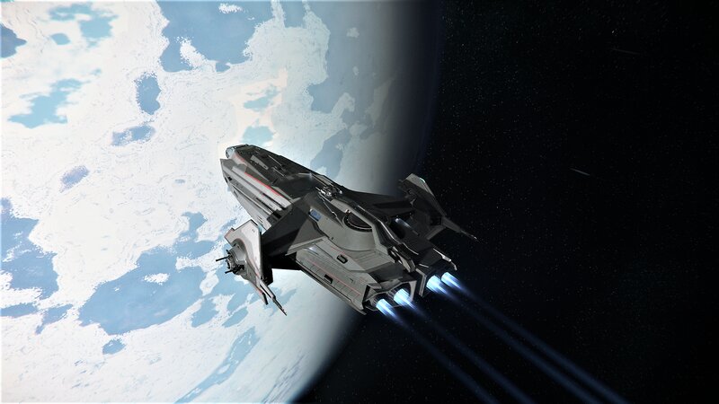 Spaceship in Orbit — Gray, Dramatic, 3d Render