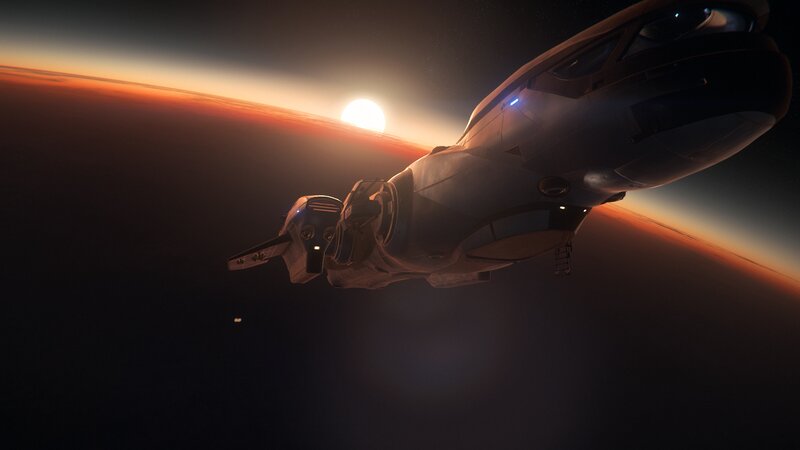 Spaceship in Orbit — Orange, Dramatic