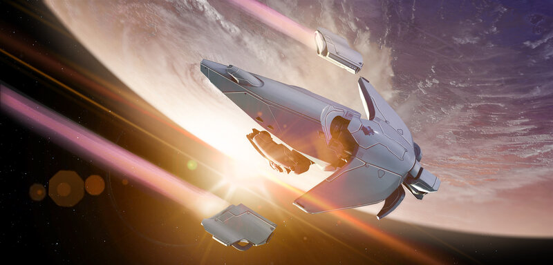 Spaceship in Orbit — White