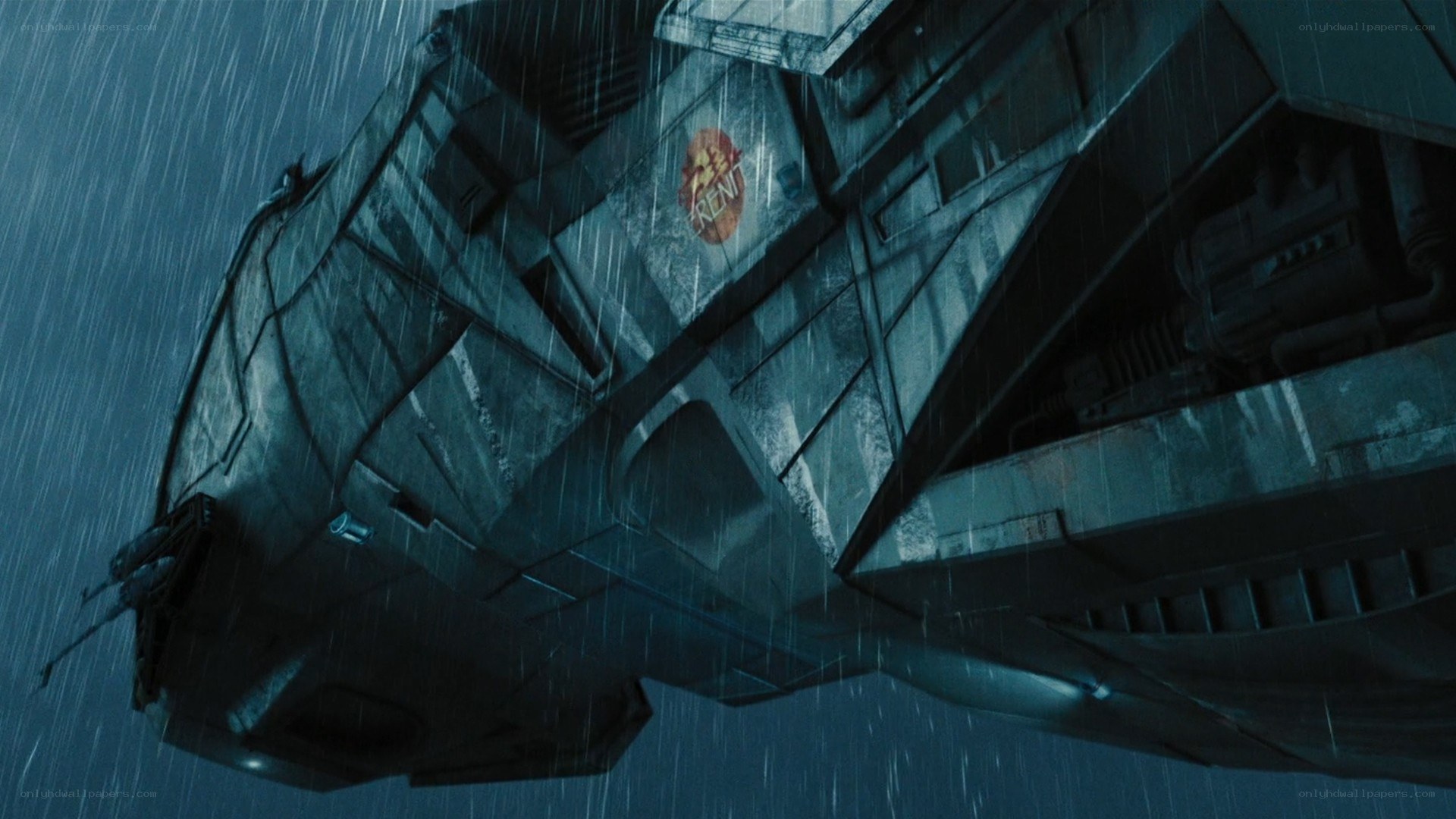 spaceship in rainy weather