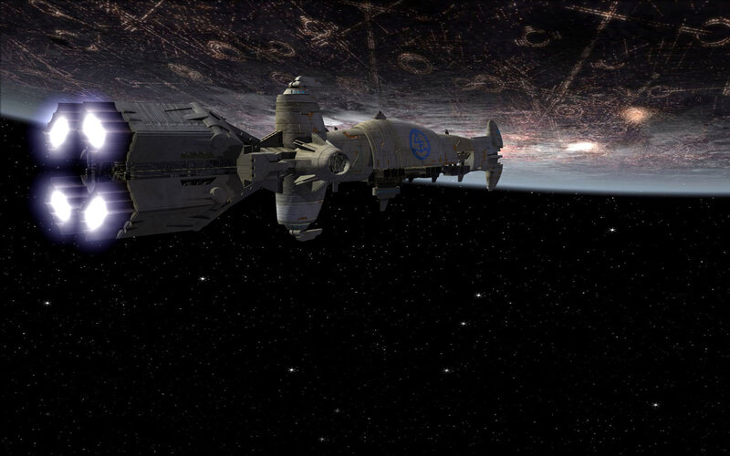 spaceship in space
