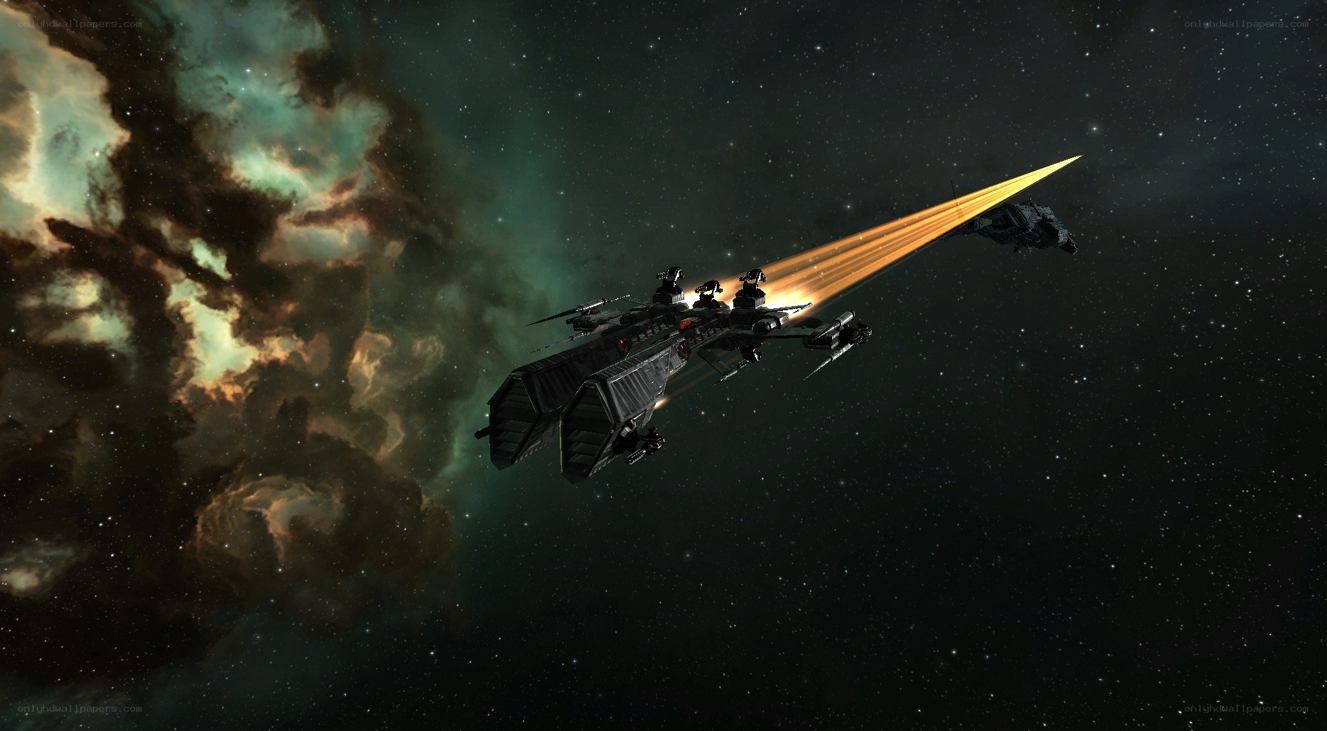 Spaceship in space battle