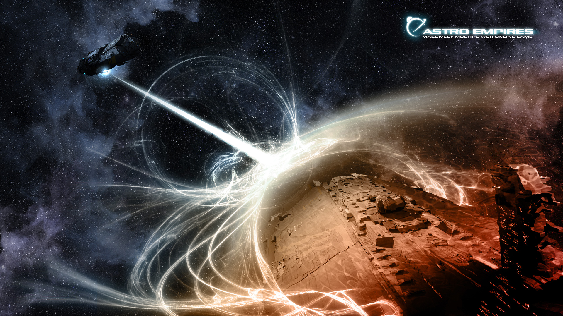 Spaceship in space battle
