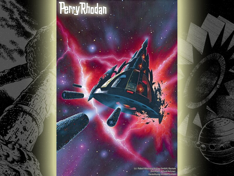 Spaceship in Space Battle — Red, Dramatic
