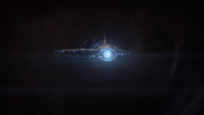 Spaceship in Space — Black, Dark, Dramatic