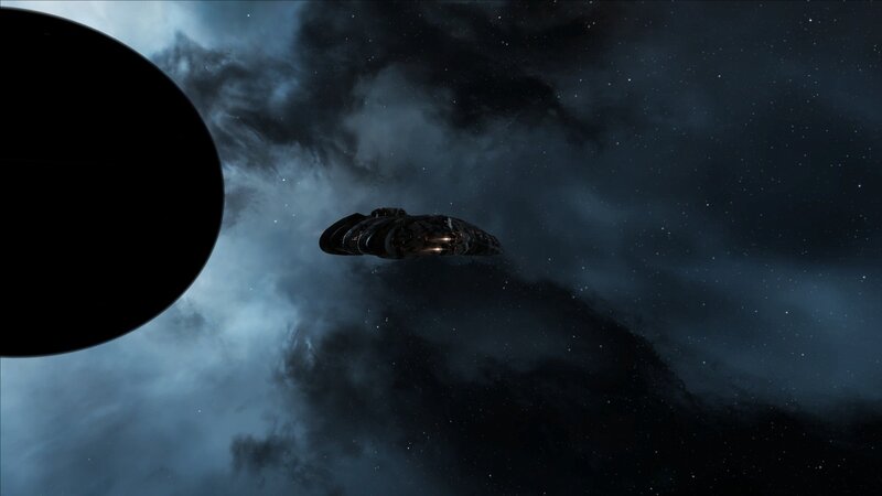Spaceship in Space — Black, Dark, Night, 3d Render, Planet, Nebula
