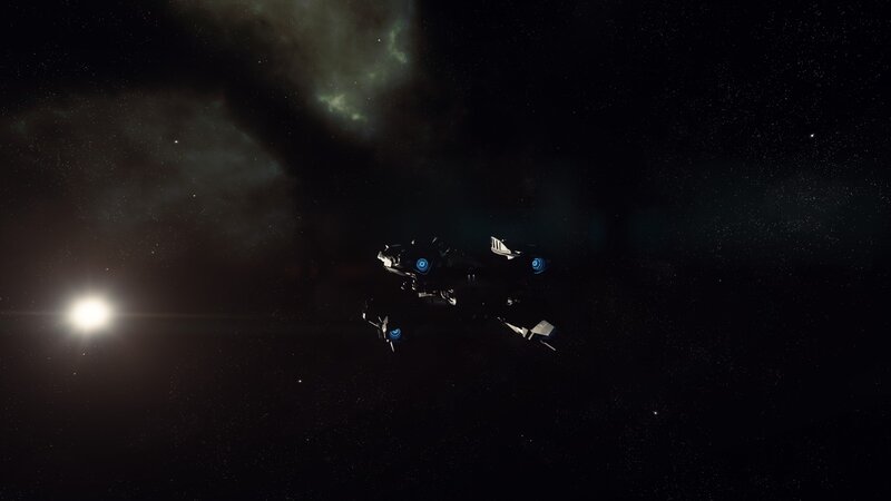 Spaceship in Space — Black, Dark, Night, 3d Render, Star