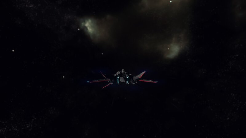 Spaceship in Space — Black, Dark, Night, 3d Render, Stars