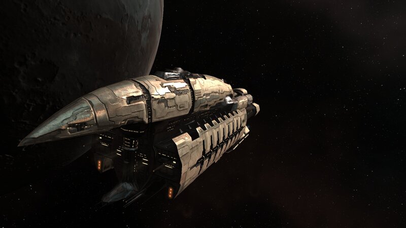 Spaceship in Space — Black, Dark, Night