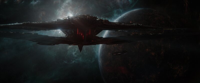 Spaceship in Space — Black, Dramatic, 3d Render, Planet