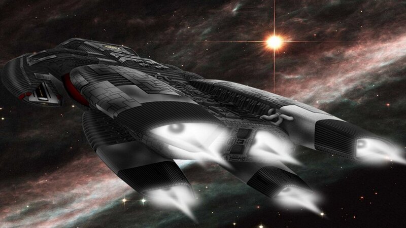 Spaceship in Space — Black, Dramatic, Digital Art, Star