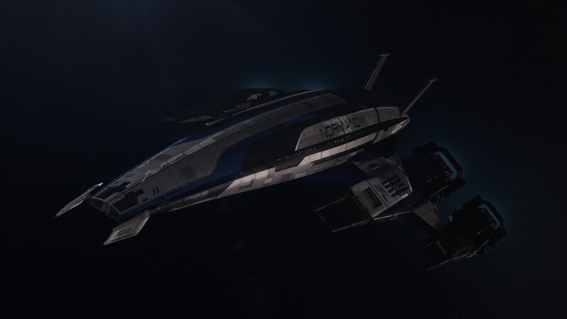 Spaceship in Space — Black, Dramatic, Night, 3d Render, Spacecraft