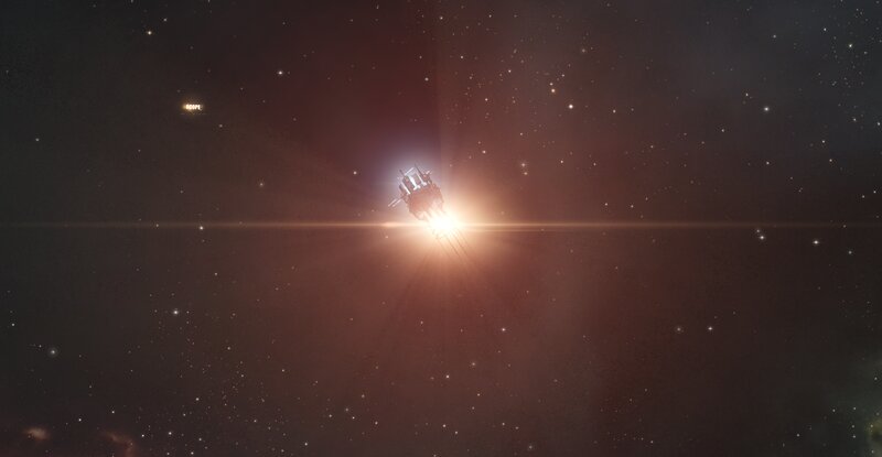 Spaceship in Space — Black, Dramatic, Night, Digital Art, Star
