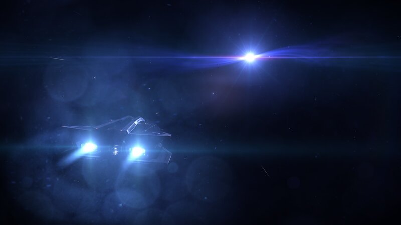 Spaceship in Space — Blue, Dark, Night
