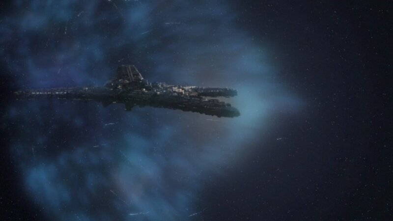 Spaceship in Space — Blue, Dark