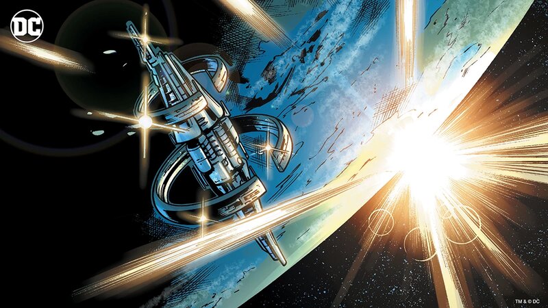 Spaceship in Space — Blue, Dramatic, Comic