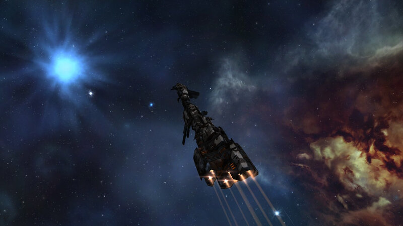 Spaceship in Space — Blue, Dramatic, Night, 3d Render
