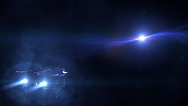 Spaceship in Space — Blue, Dramatic, Night, Digital Art, Star