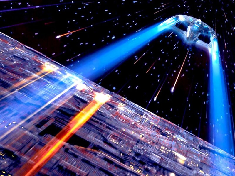 Spaceship in Space — Blue, Dramatic, Night, Digital Art, Starship