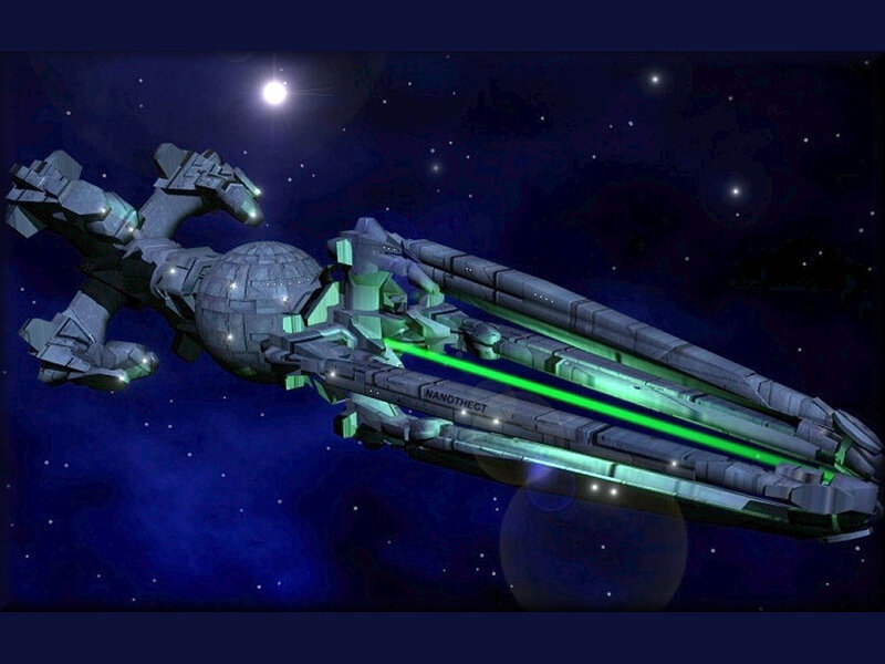 Spaceship in Space — Blue, Dramatic