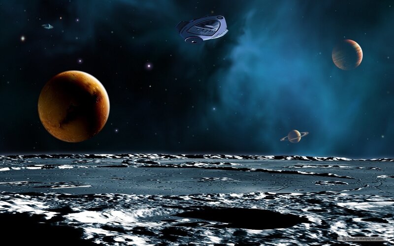 Spaceship in Space — Blue
