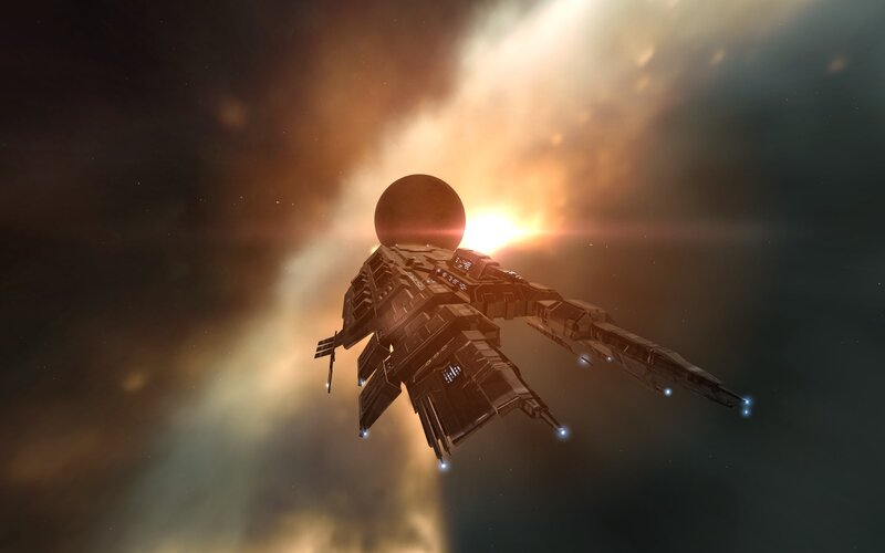 Spaceship in Space — Brown, Dramatic, 3d Render